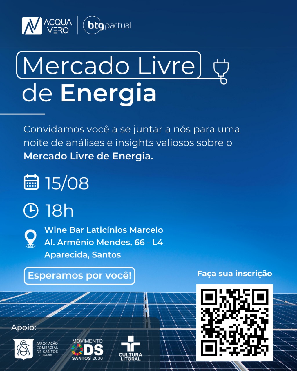 Mercado livre de energia renovável é tema de palestra  em Santos