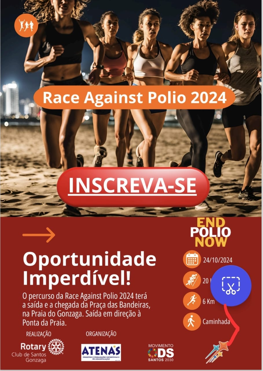 Race Against Polio reúne corredores e caminhantes, dia 24, em Santos