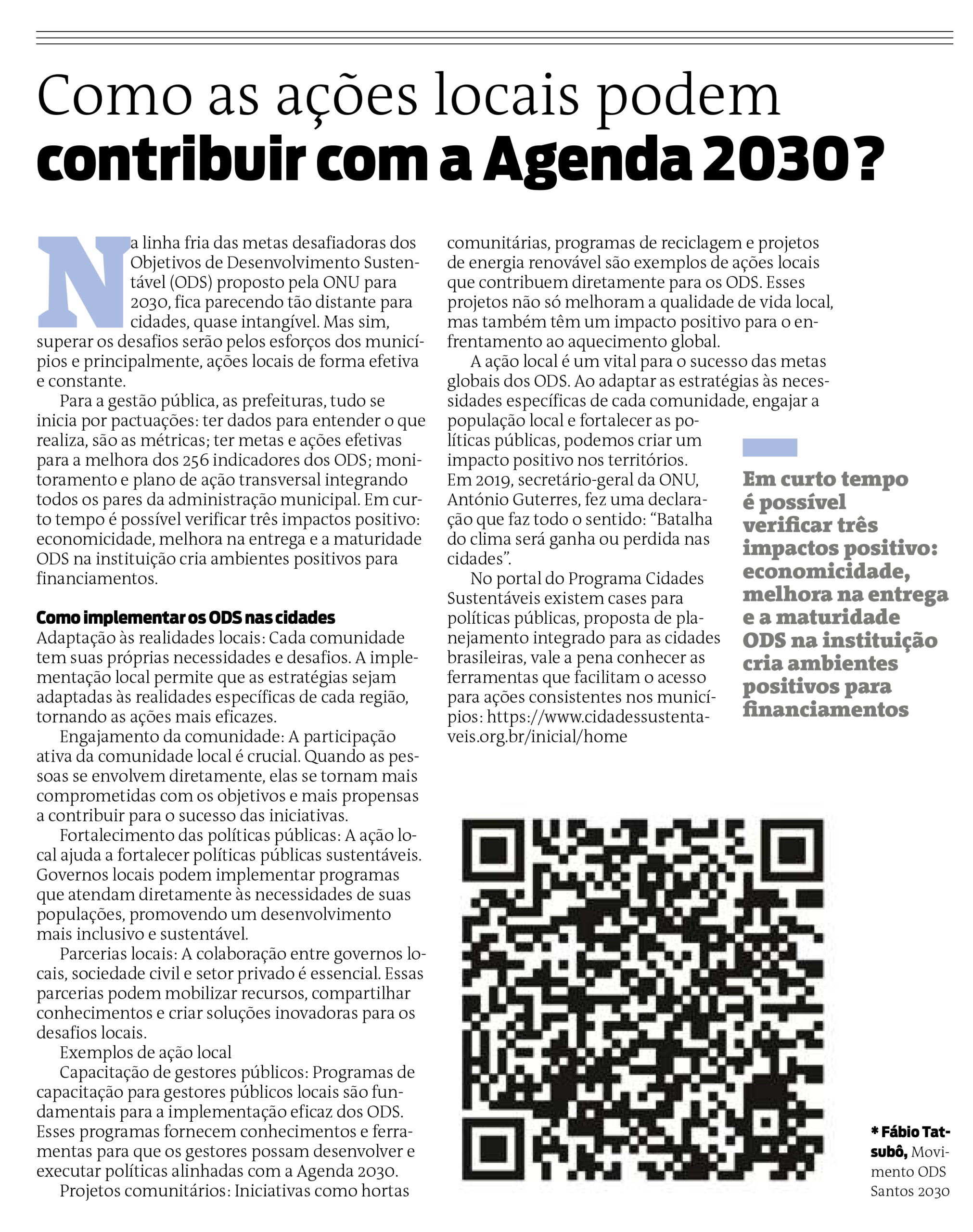 Se a meta é global, de que forma as ações locais podem contribuir com a Agenda 2030?